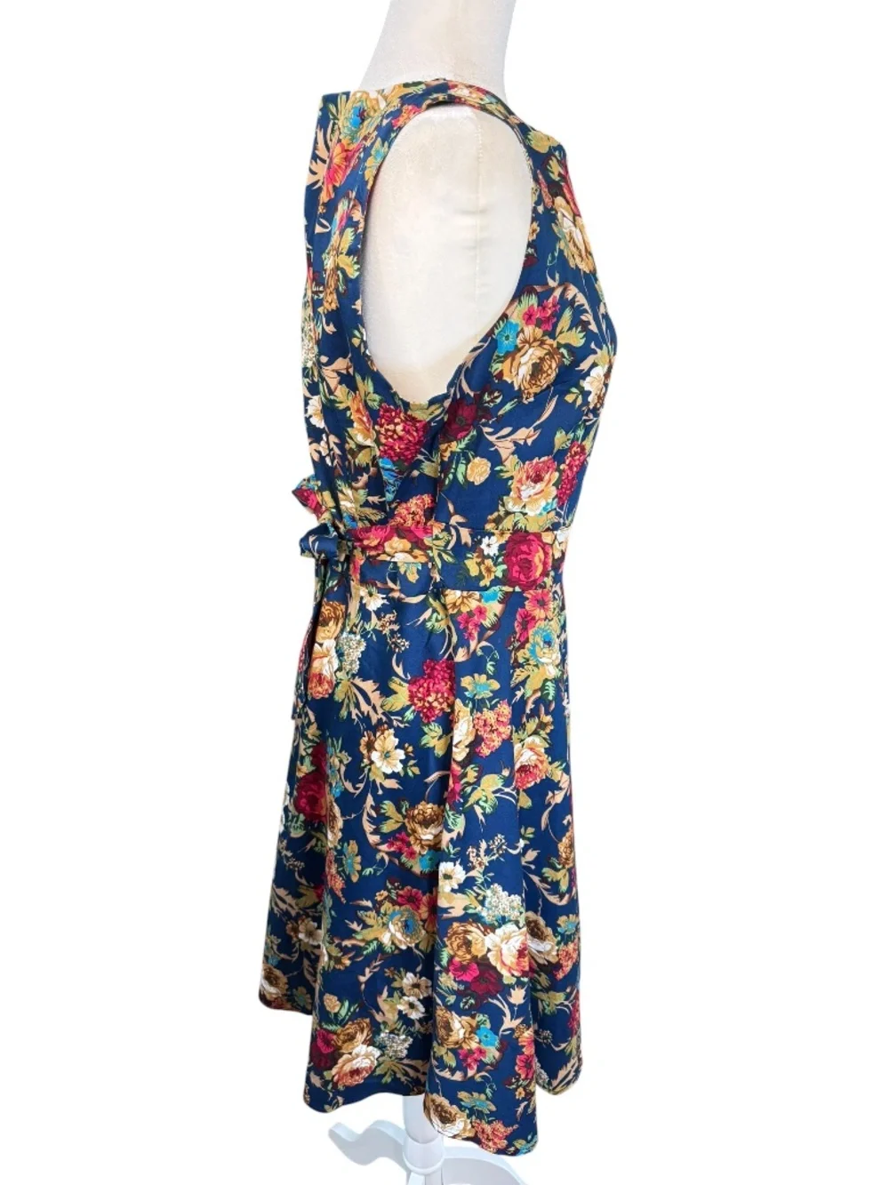 Blue Floral Midi Tea Dress Size Large